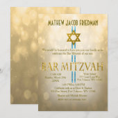 Gold Bokeh | Bar Mitzvah Kaart (Voorkant / Achterkant)