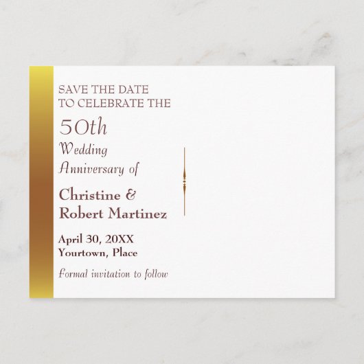 Gold Bokeh Bewaar de datum 50e Jubileum Aankondigingskaart (Achterkant)