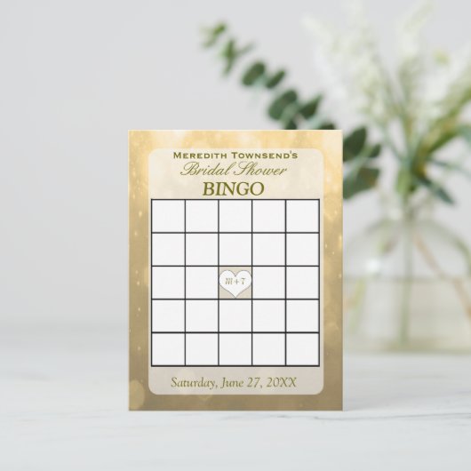 Gold Bokeh | Bingo Kaart (Staand voorkant)