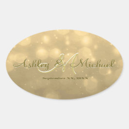 Gold Bokeh | Bruiloft Monogram Sticker
