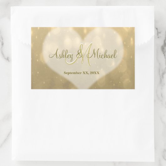 Gold Bokeh | Bruiloft Monogram Sticker (Tas)