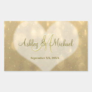 Gold Bokeh Bruiloft Monogram Sticker