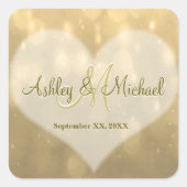Gold Bokeh | Bruiloft Monogram Sticker (Voorkant)