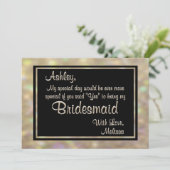 Gold Bokeh Licht zal je mijn Bridesmaid zijn Kaart (Staand voorkant)