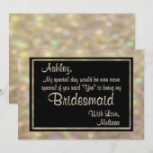 Gold Bokeh Licht zal je mijn Bridesmaid zijn Kaart (Voorkant / Achterkant)