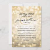 Gold Bokeh Lights Elegant Reduced Wedding Kaart (Voorkant)