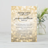 Gold Bokeh Lights Elegant Reduced Wedding Kaart (Staand voorkant)