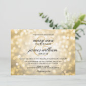 Gold Bokeh Lights Elegant Wedding Kaart (Staand voorkant)