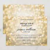 Gold Bokeh Lights Elegant Wedding Kaart (Voorkant / Achterkant)