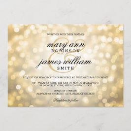 Gold Bokeh Lights Elegant Wedding Kaart
