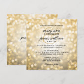 Gold Bokeh Lights Elegant Wedding Kaart (Voorkant / Achterkant)