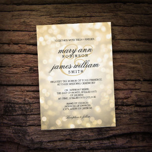 Gold Bokeh Lights Elegant Wedding Kaart