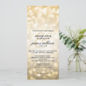 Gold Bokeh Lights Elegant Wedding Kaart (Staand voorkant)