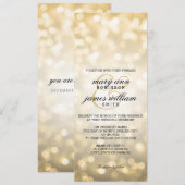 Gold Bokeh Lights Elegant Wedding Kaart (Voorkant / Achterkant)