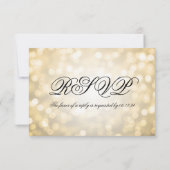 Gold Bokeh Lights Elegant Wedding RSVP (Achterkant)
