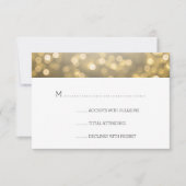 Gold Bokeh Lights Elegant Wedding RSVP Kaartje (Voorkant)