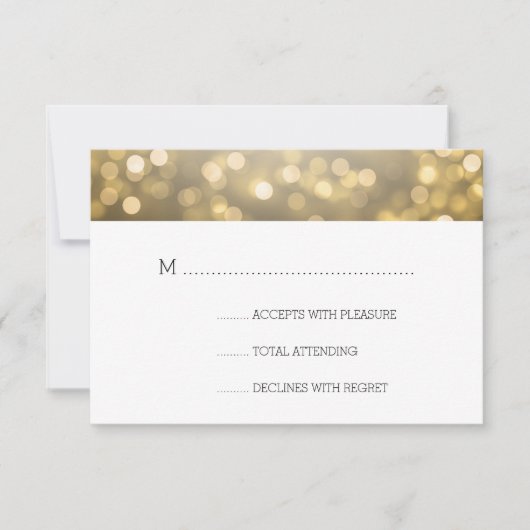 Gold Bokeh Lights Elegant Wedding RSVP Kaartje (Voorkant)
