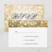Gold Bokeh Lights Elegant Wedding RSVP Kaartje (Voorkant / Achterkant)