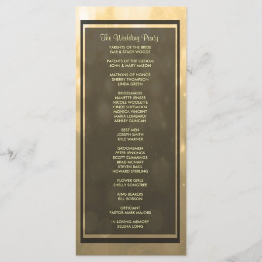 Gold Bokeh Lights gastprogramma Programmakaart (Achterkant)