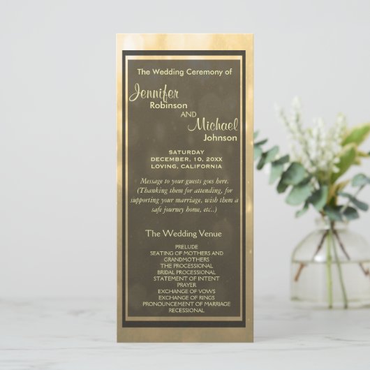 Gold Bokeh Lights gastprogramma Programmakaart (Staand voorkant)