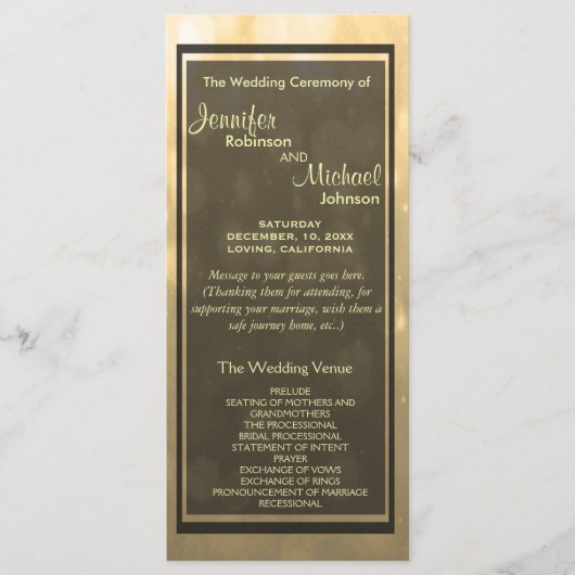 Gold Bokeh Lights gastprogramma Programmakaart (Voorkant)