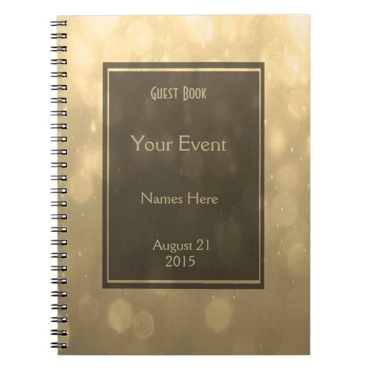 Gold Bokeh Lights Guest Book Notitieboek (Voorkant)