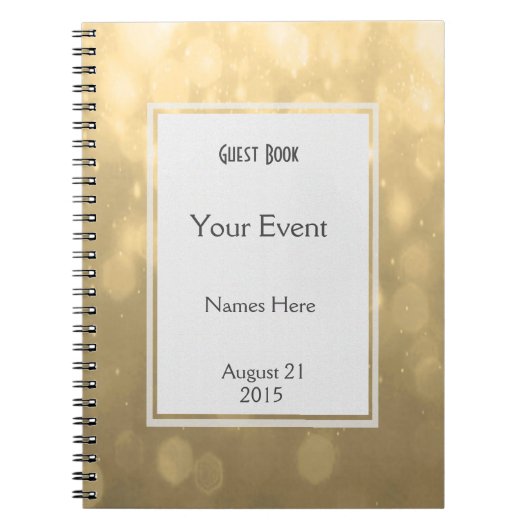 Gold Bokeh Lights Guest Book Notitieboek (Voorkant)