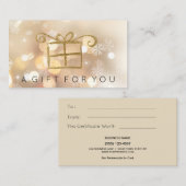 Gold Bokeh Lights Snowflakes Cadeaubon Kortingskaartje (Voorkant / Achterkant)