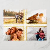 Gold Bokeh Lijsten Merry Kerstmis MULTI Foto Folie Feestdagenkaart (Voorkant)