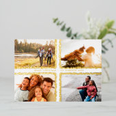 Gold Bokeh Lijsten Merry Kerstmis MULTI Foto Folie Feestdagenkaart (Staand Voorkant)