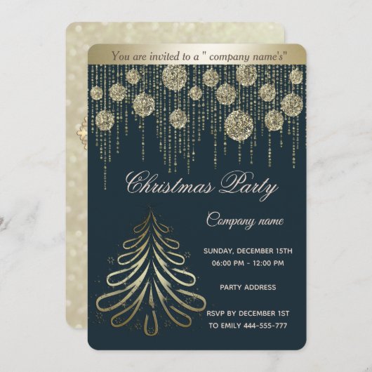 Gold bokeh luxe kerstfeestdag kaart (Voorkant / Achterkant)