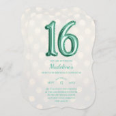 Gold Bokeh Mint Green Faux Folie 16e verjaardag Kaart (Voorkant / Achterkant)