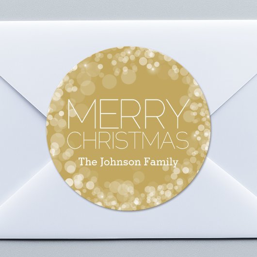 Gold Bokeh Modern Merry Kerstmis Ronde Sticker