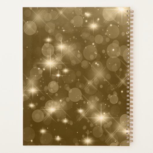 Gold Bokeh Modern Monogram Sparkle Planner (Achterkant)