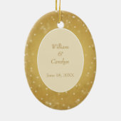 Gold Bokeh Star Lijst Eerste kerstbruiloft Keramisch Ornament (Achterkant)