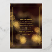 Gold Bokeh Wedding Folie Uitnodiging (Voorkant)