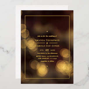 Gold Bokeh Wedding Folie Uitnodiging