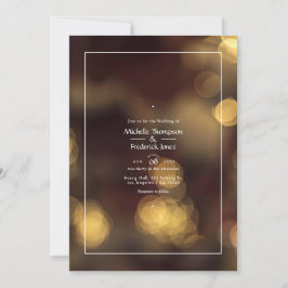 Gold Bokeh Wedding Invitation Kaart