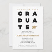Gold Bold AFSTUDEREN Letters en Pet Afstuderen Kaart (Voorkant)