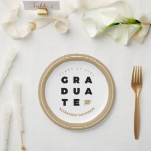 Gold Bold AFSTUDEREN Letters en Pet Afstuderen Papieren Bordje