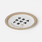 Gold Bold AFSTUDEREN Letters en Pet Afstuderen Papieren Bordje (Gekanteld)