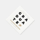 Gold Bold AFSTUDEREN Letters en Pet Afstuderen Servet (Hoek)