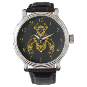 Gold Bold Bison grafisch ontwerp Horloge