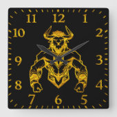Gold Bold Bison grafisch ontwerp Vierkante Klok (Voorkant)