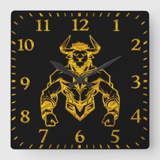 Gold Bold Bison grafisch ontwerp Vierkante Klok (Voorkant)