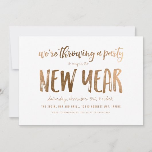 Gold Bold Brush nieuwjaarsfeest Kaart (Voorkant)