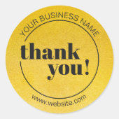 Gold Bold Business Bedankt Ronde Sticker (Voorkant)