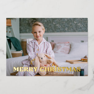 Gold BOLD MERRY CHRISTMAS grote foto Folie Feestdagenkaart