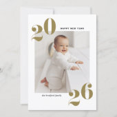 Gold Bold Typography 2025 Nieuwjaarsfoto Feestdagenkaart (Voorkant)