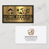 Gold Bord Home Repairs Signage Master Builder Visitekaartje (Voorkant / Achterkant)